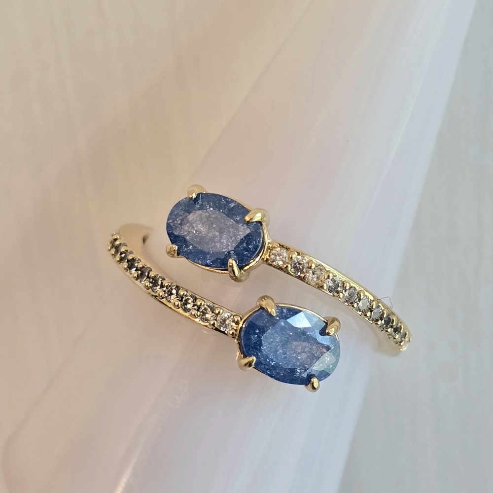 Bomb Party RG77904 Size 9 Ring - Undivided Joys Aqua Blue Ice Crystal Gold NEW